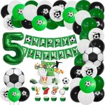 Kit d'anniversaire de football en forme de chiffre 5 ans - dcoration d'anniversaire - guirlande de ballons ...