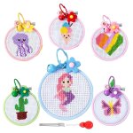 Kit de broderie au point croix pour enfants, 6 pices, pour dbutants, avec motifs estamps, croix, fourniture ...