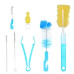 Kit de brosses pour biberons de lait, 7 pices, mamelon de bb, eponge de nettoyage rotative, bec, tasse, ...