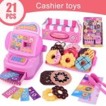Kit de caisse enregistreuse en forme de beignet pour enfants, jeu de rle, jouet educatif, cadeau, 21 ...