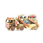 Kit camion lit plat en bois, jouets educatifs 1 / 36 avec 4 petites voitures, apprendre la couleur et ...