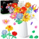 Kit de construction bouquet fleurs led 1064pcs, 12 bouquets, cadeau f�te des m�res, anniversaire, no�l. ...
