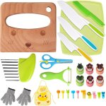 Kit couteau s�curit� de cuisine pour enfants, ustensiles cuisine pour enfants, couteaux montessori, gants ...