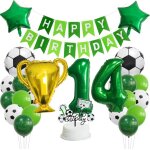 Kit de décorations d'anniversaire de football 14 ans - bannière happy birthday - chiffre 14 - ballon ... Kit de décorations d'anniversaire de football 14 ans - bannière happy birthday - chiffre 14 - ballon ...
