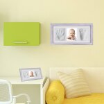 Kit empreinte main b�b�, argile blanche non toxique, cadre en bois - excellent cadeau naissance pour ...
