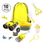 Kit d'explorateur en plein air pour enfants, avec sac a cordon, jumelles, filet papillon, jouets educatifs ...