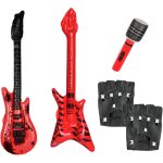 Kit de fte punk rock 4 pices, guitare gonflable, basse gonflable, gants en cuir pu avec rivets, accessoires ...