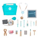 Kit de jeu de mdecin en bois pour enfants, 17 pices, pour filles et garons de 3, 4 et 5 ans