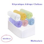 Kit pratique de linge de lit bebe : 6 draps housse 60x120 multicouleur + 2 alèses, protèges matelas 60x120 ... Kit pratique de linge de lit bebe : 6 draps housse 60x120 multicouleur + 2 alèses, protèges matelas 60x120 ...