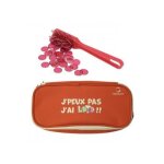 Kit loto 3 en 1 magnetique - trousse + baton ramasse + 100 pions rouge - rangement et jeu - set bingo ...