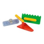 Kit macon enfant 3 pieces (truelle, niveau, taloche) - plastique - outils de plage, bac a sable