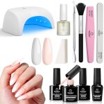 Kit manucure complet - babycolor vernis semi permanent lampe led avec base de peau couleur, blanc vernis ...
