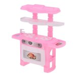 Kit de meubles de cuisine pour maison de poup�e, rose micro - ondes, armoire de cuisini�re a 2 couches, ...