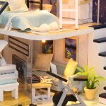 Kit de meubles miniatures pour maison de poupe 1:24, avec etoile brillante led, bricolage