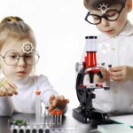 Kit de microscope led 1200x, laboratoire scientifique, microscope biologique, loupe, jouets educatifs ...