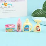 Kit de nettoyage miniature pour maison de poupe, 4 pices / ensemble, 1:12, dtergent a lessive, savon, ...