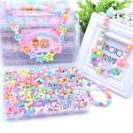 Kit de perles en plastique pour filles, accessoires de fabrication de bijoux, ensemble de jouets artisanaux ...