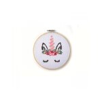 Kit tambour a broder licorne en bois