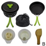 Kit de vaisselle de camping en plein air, ustensiles de cuisine, cuillre pliable, bouilloire, tasse, ...