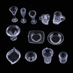 Kit de vaisselle pour maison de poupe: 1 / 12 bols en verre, plats, tasses et assiettes (13 pices)