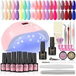 Kit vernis semi permanent complet, 20 couleurs vernis gel u v semi permanent avec lampe a ongles 36w ...