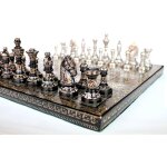 Kleo ensemble d'checs en laiton plat a la main 31x31cm - ensemble d'lastique argent et noir avec pices ...