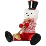 Krist + figurine d�corative ours trompette blanc noir rouge polystyr�ne 45 x 45 x 36 cm