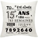 Ksfal - cadeau anniversaire fille garon 15 ans anniversaire housses de coussin cadeau dcoratif d'anniversair ...