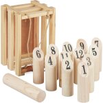 Kubb, jeu kubb viking en bois, caisse de transport, adultesm enfants, 12x28x18m5 cm, jardin, camping, ...