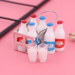 Kwaii enfants jouets 1 ensemble 1 / 12 echelle blanc lait panier et bouteille de lait maison de poup�e ...