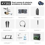 Ky202 noir bee 4ch 6 axes 4k double cam�ra air geste evitement d& 39; obstacles vol stationnaire intelligent ...