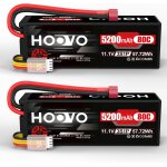Kyaoayo - lot de 2 batteries lipo 3s 11, 1 v 5200 mah 80 c avec prise deans t plug rc pour voiture, camion, ...