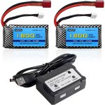 Kyaoayo - lot de 2 batteries lipo t 7, 4 v 2s 1800 mah 30 c avec chargeur 2 en 1 pour wltyos k929 - b ...
