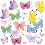 Kyaoayo - lot de 28 emerillons suspendus en forme de papillon - dcoration d'anniversaire - papillon ...