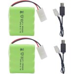 Kyaoayo - 2pcs aa 9. 6v 2800mah batterie avec tamiya plug avec cble de charge usb pour jouet tank engineering ...