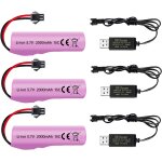 Kyaoayo - 3pcs 3. 7v 2000mah sm - 2p plug batterie & cble de charge usb pour de68 de44 de45w de45 de58 ...