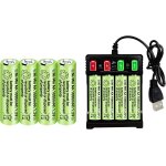 Kyaoayo - 8pcs 1. 2v 1800mah ni - mh aa batteries & chargeur usb pour microphone sans fil, jouets electriques, ...