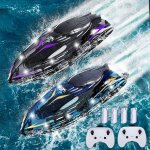 Kyaoayo - bateau tlcommand 2 pices pour enfant, rc de course avec lumires led pour piscines et lacs, ...
