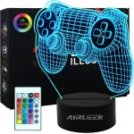 Lampe 3d gamer avec t�l�commande - 16 couleurs, veilleuse icones pour enfants et hommes, cadeaux d'anniversair ...