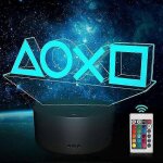 Lampe 3d illusion, lampe playstation, lampe gamer avec tlcommande - 16 couleurs, cadeaux de nol, d'hallowee ...