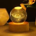 Lampe boule de cristal 3d, boule de cristal veilleuse 3d syst�me solaire, lampe 3d avec led multicolore ...