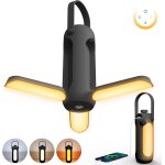 Lampe de camping pliante rechargeable (noir et gris), lampe de camping led 10000 mah avec 3 modes dimmables, ...