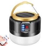 Lampe de camping solaire rechargeable par usb (noire), lampe de camping a distance pour tente 1000lm, ...