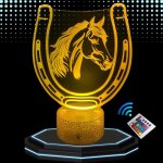 Lampe de chevet 3d led animal cheval - veilleuse changement de couleurs - luminaire tactile bureau et ...