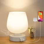 Lampe de chevet tactile, petite lampe de table a cordon avec ports de charge usb - a + c intensit variable ...
