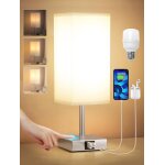 Lampe de chevet tactile avec ports de charge usb - c + a, intensit variable a 3 voies, abat - jour en ...