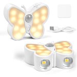 Lampe a dtecteur de mouvement, 2 papillons lampe detecteur de mouvement interieur, veilleuse led rechargeable ...