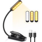 Lampe de lecture, 10 leds liseuse lampe clip usb rechargeable, 360cou flexible, 3 couleur & 100% - 10% ...