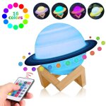 Lampe led imprime en 3d, rechargeable par usb, 16 modes d'clairage, saturne avec tlcommande, pour ...