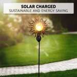 Lampe led solaire etanche en forme de soleil ou de lune, effet flamme, luminaire d�coratif d'ext�rieur, ...